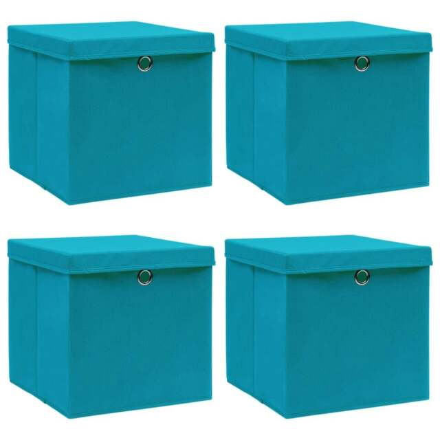 Rackhams Storage Boxes with Lids 4 pcs Baby Blue 32x32x32 cm Fabric - image 1
