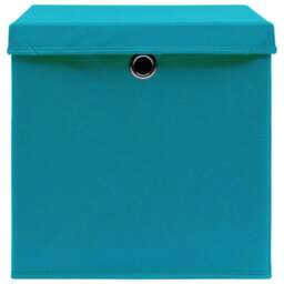 Rackhams Storage Boxes with Lids 4 pcs Baby Blue 32x32x32 cm Fabric - thumbnail 4