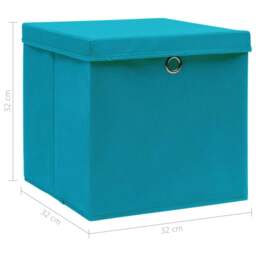 Rackhams Storage Boxes with Lids 4 pcs Baby Blue 32x32x32 cm Fabric - thumbnail 6
