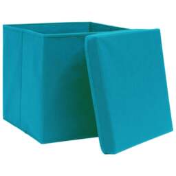 Rackhams Storage Boxes with Lids 4 pcs Baby Blue 32x32x32 cm Fabric - thumbnail 3