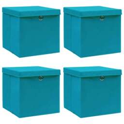 Rackhams Storage Boxes with Lids 4 pcs Baby Blue 32x32x32 cm Fabric - thumbnail 1