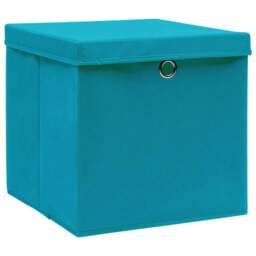 Rackhams Storage Boxes with Lids 4 pcs Baby Blue 32x32x32 cm Fabric - thumbnail 2