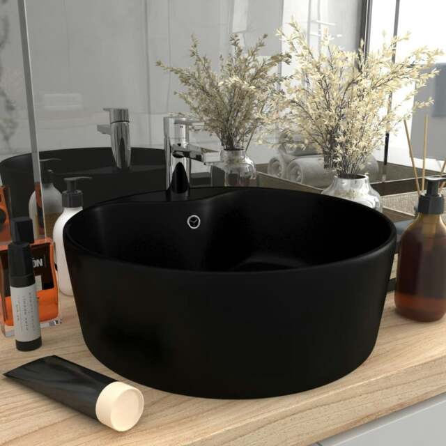 Rackhams Luxury Wash Basin with Overflow Matt Black 36x13 cm Ceramic - image 1