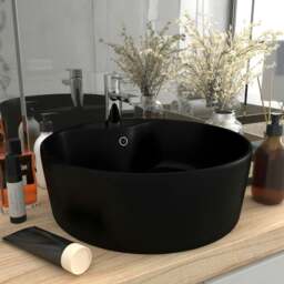 Rackhams Luxury Wash Basin with Overflow Matt Black 36x13 cm Ceramic - thumbnail 1