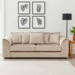 Rackhams Crystal Crushed Velvet 3 Seater Sofa Scatter Back - Silver - thumbnail 3
