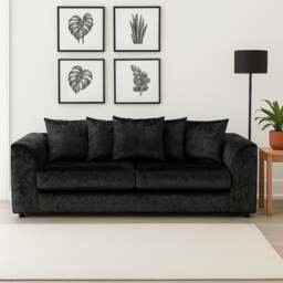 Rackhams Crystal Crushed Velvet 3 Seater Sofa Scatter Back - Silver - thumbnail 4