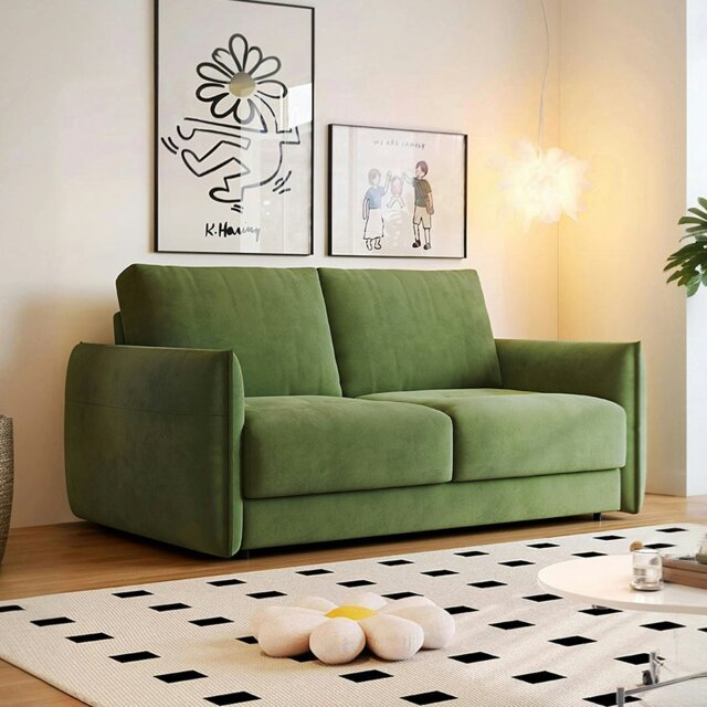 Rackhams Kaur Two Seater Sofa Bed, Pull Out Sleeper Sofa Bed, More Colours - Green - 148cm - image 1