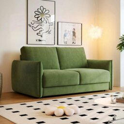 Rackhams Kaur Two Seater Sofa Bed, Pull Out Sleeper Sofa Bed, More Colours - Green - 148cm - thumbnail 1
