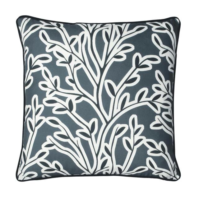 Rackhams Annika Floral Cushion Cover - Slate Blue - One Size - Slate Blue - 100% Polyester - image 1