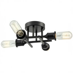 Rackhams Industrial Vintage Matte Black Ceiling Light Fixture with Classic Lampholders - thumbnail 1