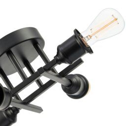 Rackhams Industrial Vintage Matte Black Ceiling Light Fixture with Classic Lampholders - thumbnail 3