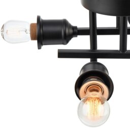 Rackhams Industrial Vintage Matte Black Ceiling Light Fixture with Classic Lampholders - thumbnail 5