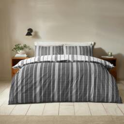 Rackhams Harbour Stripe Black Duvet Cover Set - Single - thumbnail 4