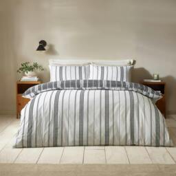 Rackhams Harbour Stripe Black Duvet Cover Set - Single - thumbnail 2