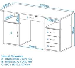Rackhams Dallas computer desk with 4 drawers in beech - thumbnail 2