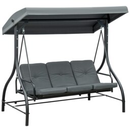 Rackhams 3 Seater Canopy Swing Chair Porch Hammock Bed Rocking Bench - Dark Grey - thumbnail 4