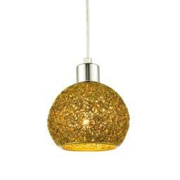 Rackhams Retro Industrial Style Round Twisted Wire Mesh Metal Lamp Shade in Shiny Gold - thumbnail 2