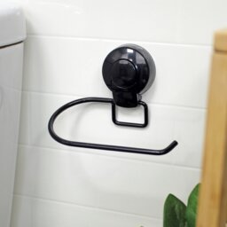 Rackhams Suctionloc Black Steel Suction Wall Mounted Toilet Roll Holder - thumbnail 1