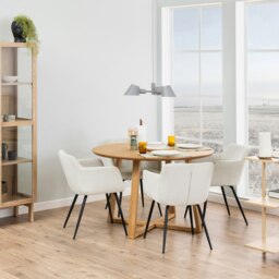 Rackhams Malika Round Dining Table in Oak - Brown - No - Brown - thumbnail 3