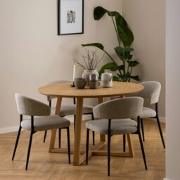 Rackhams Malika Round Dining Table in Oak - Brown - No - Brown - thumbnail 4