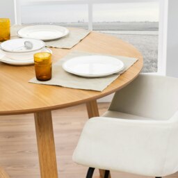 Rackhams Malika Round Dining Table in Oak - Brown - No - Brown - thumbnail 5