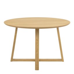 Rackhams Malika Round Dining Table in Oak - Brown - No - Brown - thumbnail 2