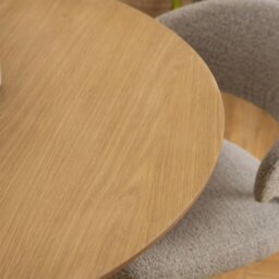 Rackhams Malika Round Dining Table in Oak - Brown - No - Brown - thumbnail 6