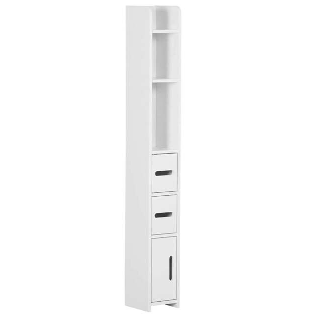 Rackhams Modern Bathroom Storage Cabinet, Freestanding Tall Bathroom Cabinet with Open Shelves and 3 Cupboards with Door, for Bedroom Hallway, White - image 1