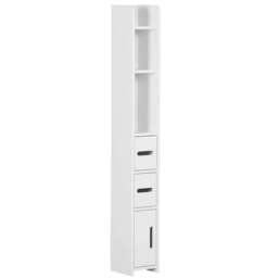 Rackhams Modern Bathroom Storage Cabinet, Freestanding Tall Bathroom Cabinet with Open Shelves and 3 Cupboards with Door, for Bedroom Hallway, White - thumbnail 1