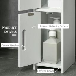 Rackhams Modern Bathroom Storage Cabinet, Freestanding Tall Bathroom Cabinet with Open Shelves and 3 Cupboards with Door, for Bedroom Hallway, White - thumbnail 5