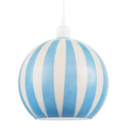 Rackhams Sky Blue and White Striped High Gloss Glass Globe Pendant Light Shade - thumbnail 2