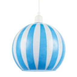 Rackhams Sky Blue and White Striped High Gloss Glass Globe Pendant Light Shade - thumbnail 1