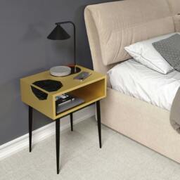 Rackhams Galaxy Metal Bedside Table, Eccentric Art-Deco Storage - Copper - thumbnail 2