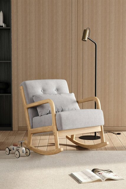 Rackhams Modern Buttoned Rocking Chair - Grey - image 1
