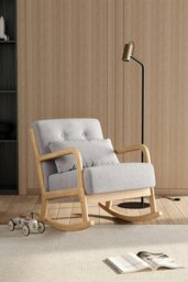 Rackhams Modern Buttoned Rocking Chair - Grey - thumbnail 1