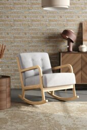 Rackhams Modern Buttoned Rocking Chair - Grey - thumbnail 2