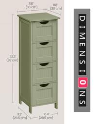 Rackhams Green Bathroom Floor Storage Cabinet – Freestanding Unit with 4 Drawers - thumbnail 3