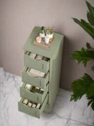 Rackhams Green Bathroom Floor Storage Cabinet – Freestanding Unit with 4 Drawers - thumbnail 2