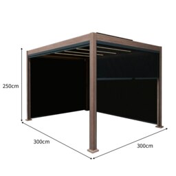 Rackhams Wood Effect Aluminium Pergola With Blinds & LED Lights - 3m x 3m - thumbnail 5