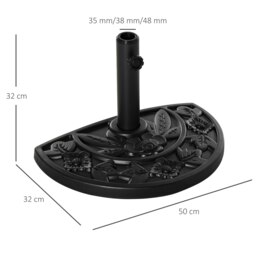 Rackhams 9kg Half Round Parasol Base Heavy Duty Weighted Umbrella Holder Stand - thumbnail 5