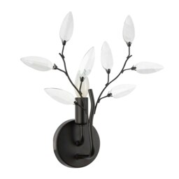 Rackhams Modern Birch Matte Black Wall Lighting Fixture with Transparent Acrylic Leaves - thumbnail 2