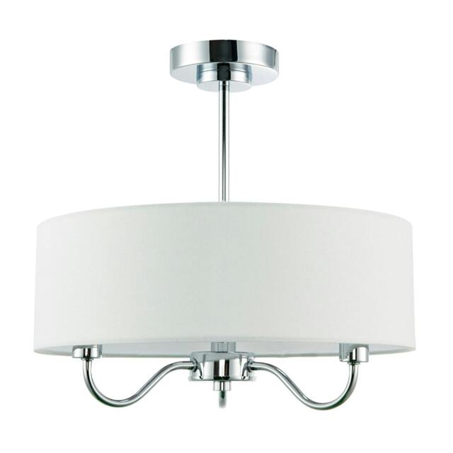 Rackhams Chic Chandelier Semi Flush Ceiling Light in Polished Chrome with Shade - image 1
