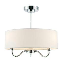 Rackhams Chic Chandelier Semi Flush Ceiling Light in Polished Chrome with Shade - thumbnail 2