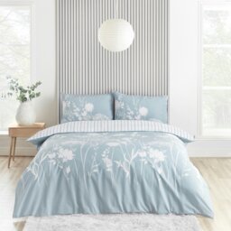 Rackhams Meadowsweet Floral Reversible Duvet Cover Set - Blue - Double
