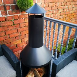 Rackhams 1.4m Tall Outdoor Garden Patio Chiminea Log Burner Fire Pit with Log Store & Cover - Log Burner Fire Pit - thumbnail 5