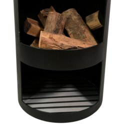 Rackhams 1.4m Tall Outdoor Garden Patio Chiminea Log Burner Fire Pit with Log Store & Cover - Log Burner Fire Pit - thumbnail 6