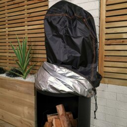 Rackhams 1.4m Tall Outdoor Garden Patio Chiminea Log Burner Fire Pit with Log Store & Cover - Log Burner Fire Pit - thumbnail 4