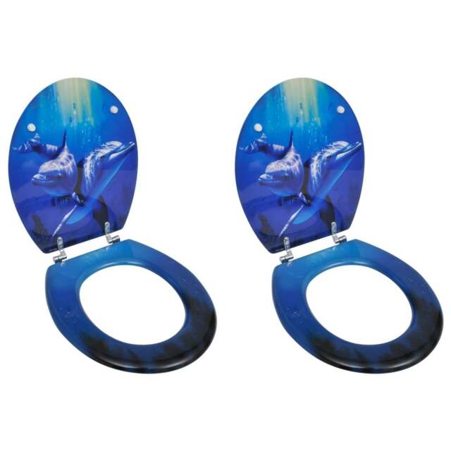 Rackhams Toilet Seats with Lids 2 pcs MDF Dolphin