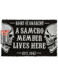 Rackhams Sons of Anarchy Unisex Black Skull Graphic With Samcro Text Coir Door Mat (One Size) - thumbnail 1