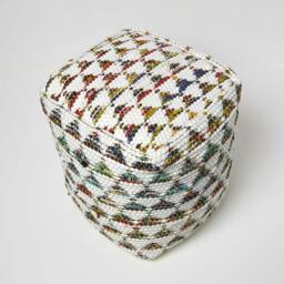 Rackhams Cream Chindi Design Bean Filled Pouffe - 40 x 40 x 40 cm - thumbnail 3
